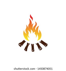 Vector illustration of campfire with firewood, Bonfire icon design