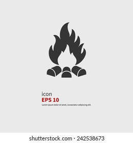 Vector Illustration Of Campfire With Firewood. Icon Fire