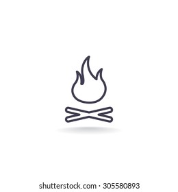 Vector illustration of campfire with firewood. Icon fire