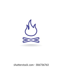 Vector illustration of campfire with firewood. Icon fire