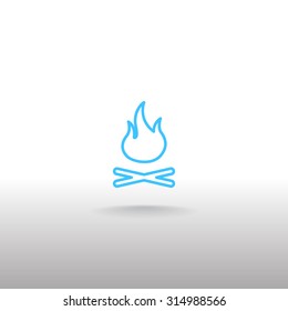 Vector illustration of campfire with firewood. Icon fire