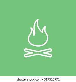 Vector illustration of campfire with firewood. Icon fire