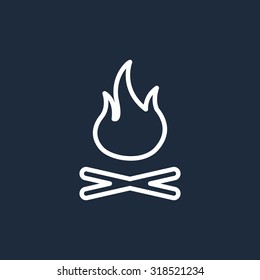 Vector illustration of campfire with firewood. Icon fire