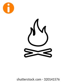 Vector illustration of campfire with firewood. Icon fire