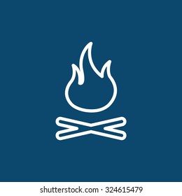 Vector illustration of campfire with firewood. Icon fire