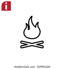 Vector illustration of campfire with firewood. Icon fire