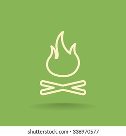 Vector illustration of campfire with firewood. Icon fire