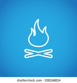 Vector illustration of campfire with firewood. Icon fire