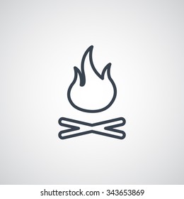 Vector illustration of campfire with firewood. Icon fire