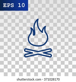 Vector illustration of campfire with firewood. Icon fire