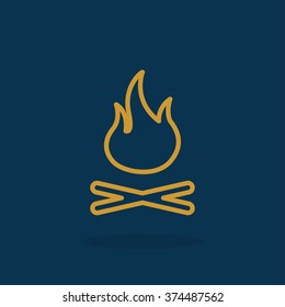 Vector illustration of campfire with firewood. Icon fire