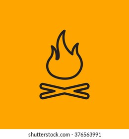 Vector illustration of campfire with firewood. Icon fire