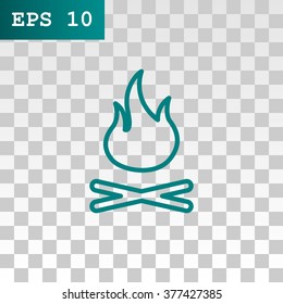 Vector illustration of campfire with firewood. Icon fire