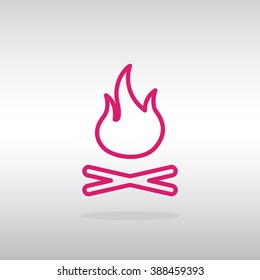 Vector illustration of campfire with firewood. Icon fire