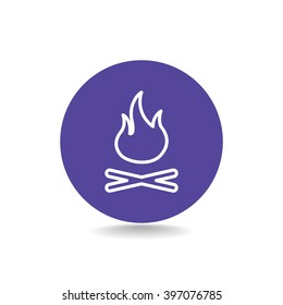 Vector illustration of campfire with firewood. Icon fire
