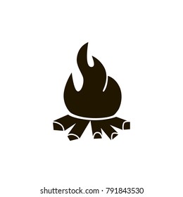 Vector illustration of campfire with firewood. Icon fire