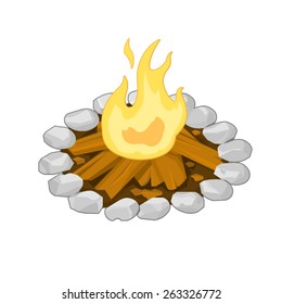 A vector illustration of an a campfire.
Log Campfire.
Log Fire for a campsite.