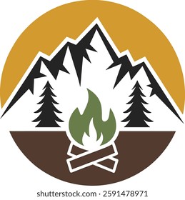vector illustration of campfire with wood on a camping zone.