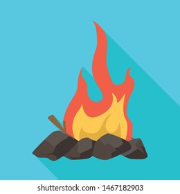 Vector illustration of campfire and yellow sign. Collection of campfire and night stock vector illustration.