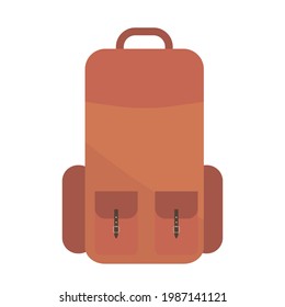 Vector illustration. Camping backpack on a white background. Can be used to create flyers, postcards, banners for tourism, camping and recreation.