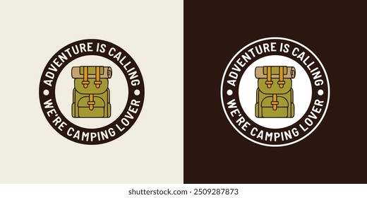 Vector illustration of a camping bag. A camping themed design is suitable for printable products.