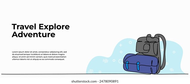 Vector illustration of camping bag.Modern flat in continuous line style.