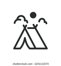 Vector illustration of camping event line icon