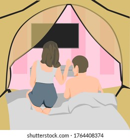Vector illustration of camping at home