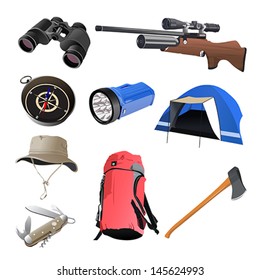 A vector illustration of camping icon sets