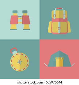 Vector illustration. Camping icons set flat desing. Travel concept. 