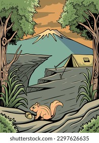 Vector illustration of camping in nature