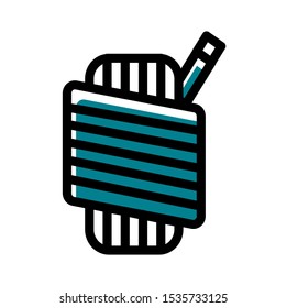 Vector illustration of camping. rope icon with a combination of green isolated white background. filled outline style