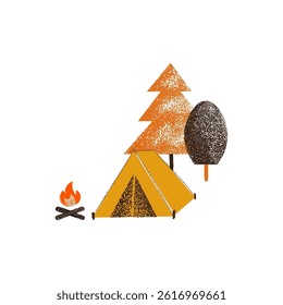 vector illustration of a camping sketch in the forest