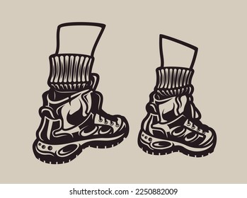  Ilustración vectorial de una zapatilla de camping sobre un fondo luminoso