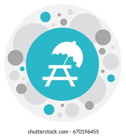 Vector Illustration Of Camping Symbol On Picnic Icon. Premium Quality Isolated Bench Element In Trendy Flat Style.