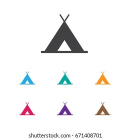 Vector Illustration Of Camping Symbol On Shelter Icon. Premium Quality Isolated Tent Element In Trendy Flat Style.