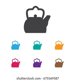 Vector Illustration Of Camping Symbol On Teapot Icon. Premium Quality Isolated Kettle Element In Trendy Flat Style.