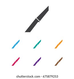 Vector Illustration Of Camping Symbol On Blade Icon. Premium Quality Isolated Knife Element In Trendy Flat Style.