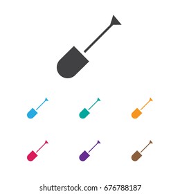 Vector Illustration Of Camping Symbol On Shovel Icon. Premium Quality Isolated Spade Element In Trendy Flat Style.