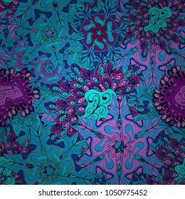 Vector illustration. Can be used for cards, invitations, save the date cards and many more. On blue, black and pink colors. Vector abstract pattern page for antistress.