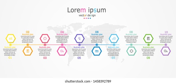 vector illustration Can be used for process, presentations, layout, banner, infographic. There are 10 steps or layers.