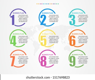 vector illustration Can be used for process, presentations, layout, banner,info graph There are 1-9 steps or layers.