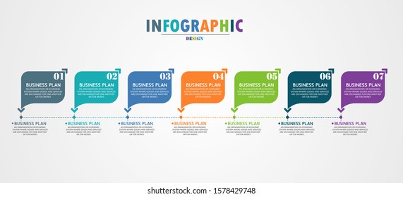 vector illustration Can be used for process, presentations, layout, banner,info graph There are 7 steps or layers.