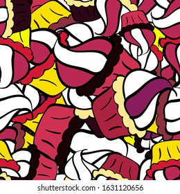 Vector illustration. Can be used for cards, invitations, save the date cards and many more. On yellow, black and white colors. Doodles. Seamless decorative background.