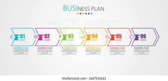 ilustración vectorial Se puede utilizar para procesos, presentaciones, diseño, banner, gráfico info Hay 6 pasos o capas.