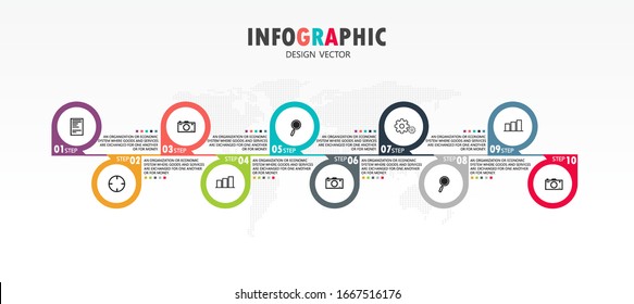 vector illustration Can be used for process, presentations, layout, banner,info graph There are 10 steps or layers.