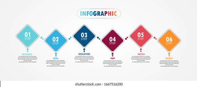 Vektorillustration Illustration Kann für Prozesse, Präsentationen, Layout, Banner, Infografik verwendet werden Es gibt 6 Stufen oder Ebenen.