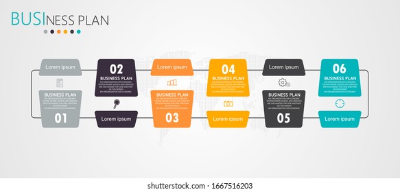 ilustración vectorial Se puede utilizar para procesos, presentaciones, diseño, banner, gráfico info Hay 6 pasos o capas.