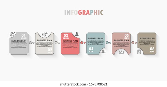 vector illustration Can be used for process, presentations, layout, banner,info graph There are 6 steps or layers.
