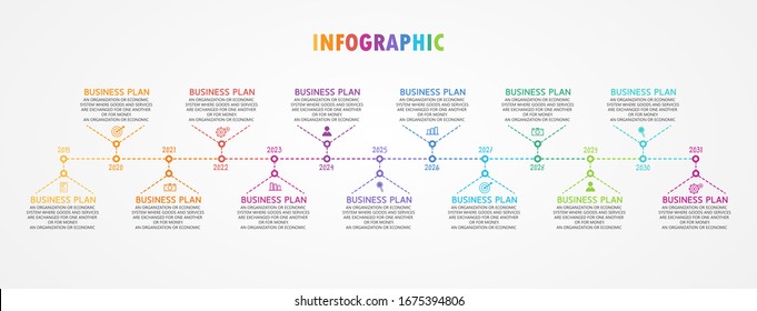 ilustración vectorial Se puede utilizar para procesos, presentaciones, diseño, banner, gráfico info Hay 13 pasos o capas.